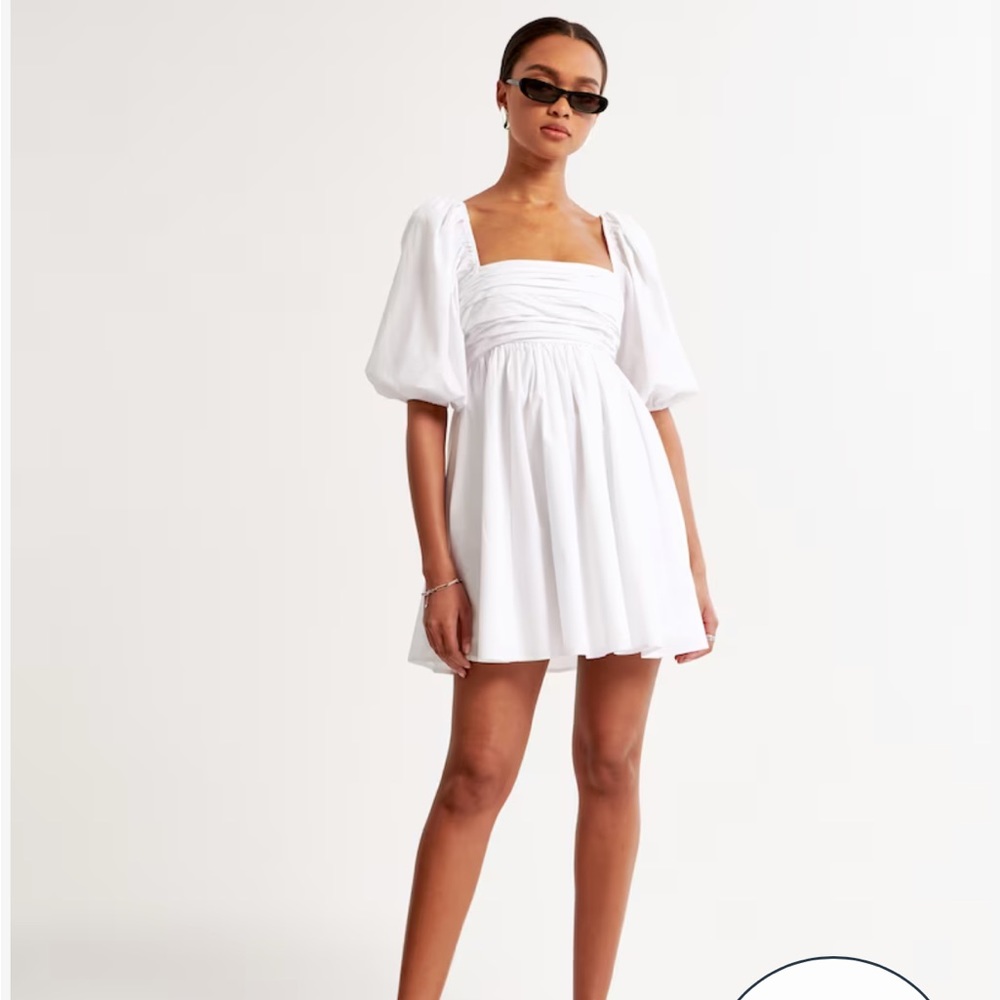 Abercrombie & Fitch White Puff Sleeve Mini Dress